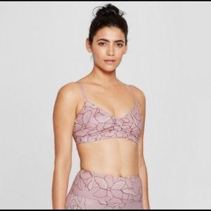 JoyLab pink floral sports bra